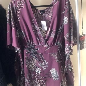 Purple floral flow top